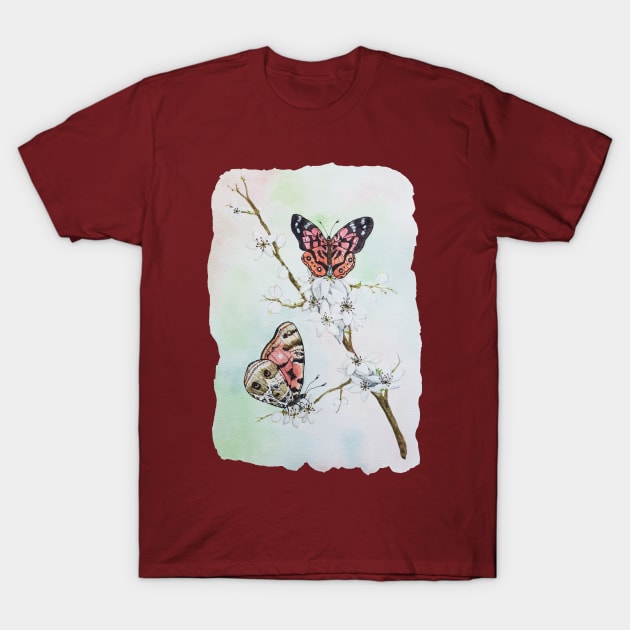 Watercolor Botanical Brazilian Painted Lady Butterfly T-Shirt by Jessfm